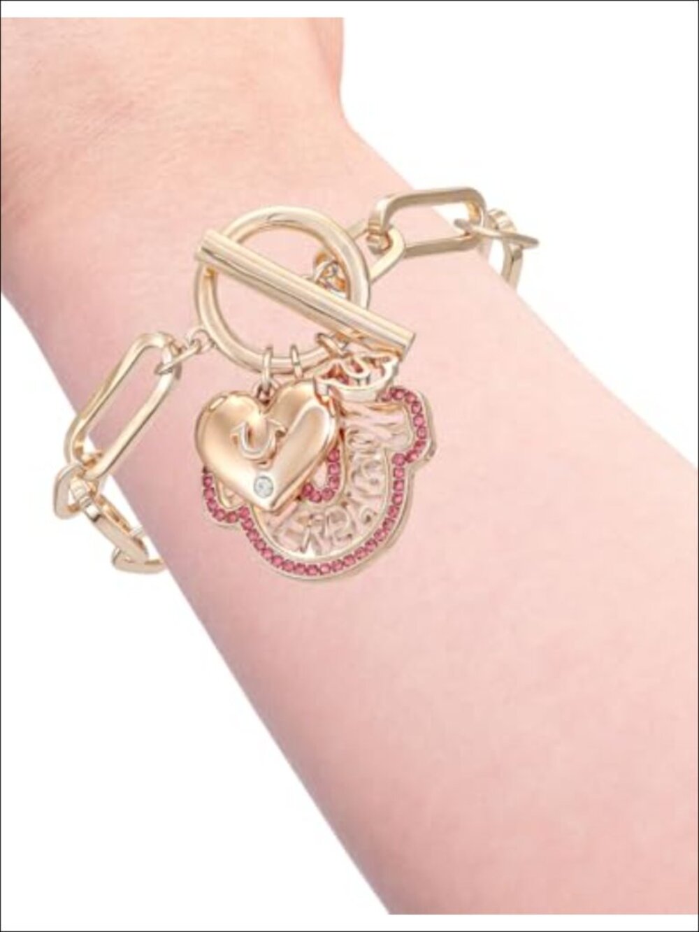 Gold-Tone Charm Link Bracelet with Toggle Clasp - Picture 4 of 5